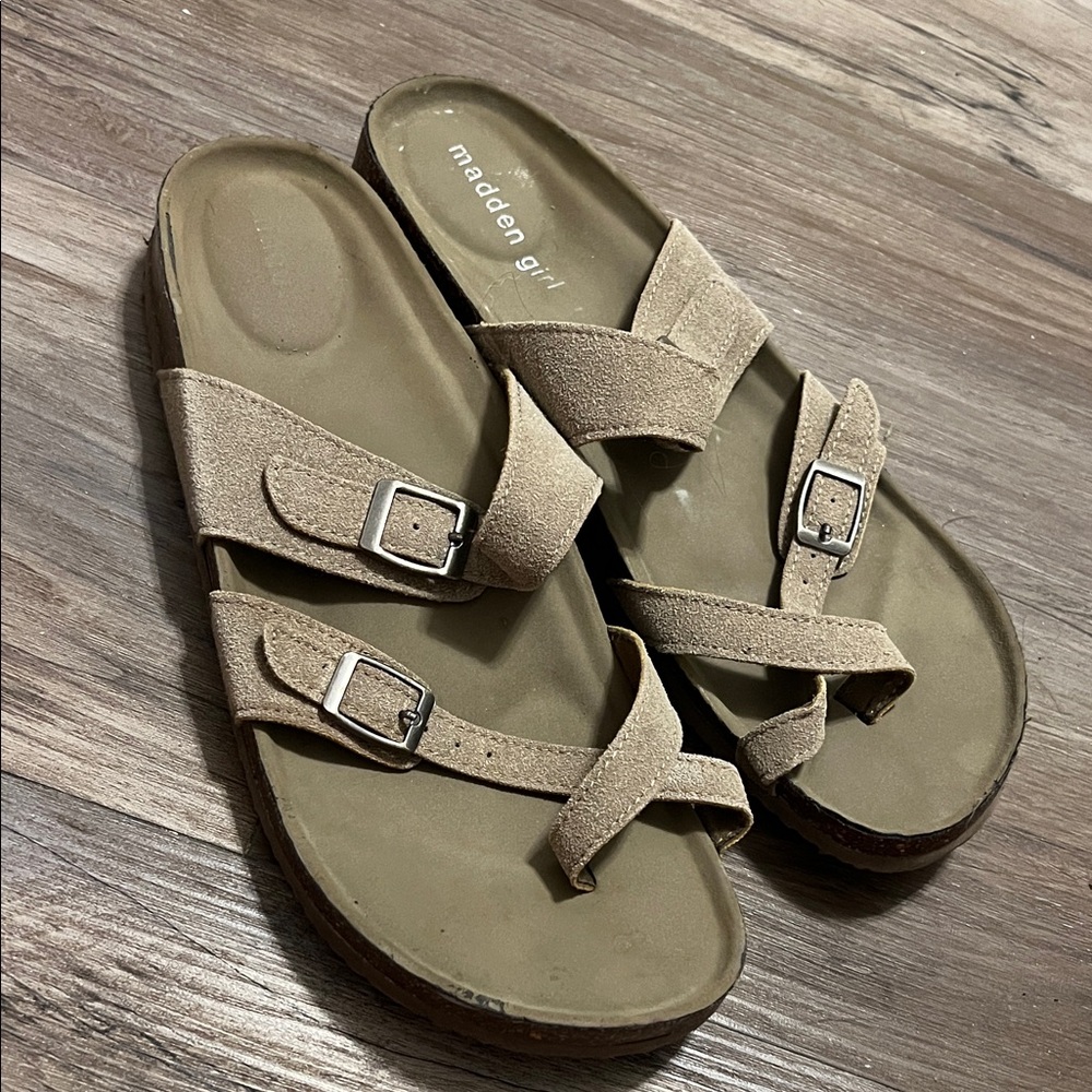Madden Girl Tan Suede Sandals